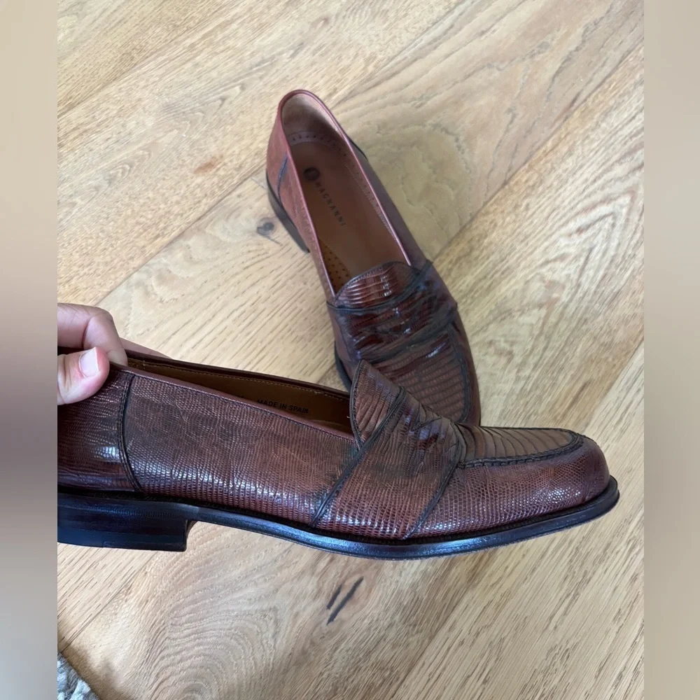 Magnanni lizard leather penny loafers mens 8.5